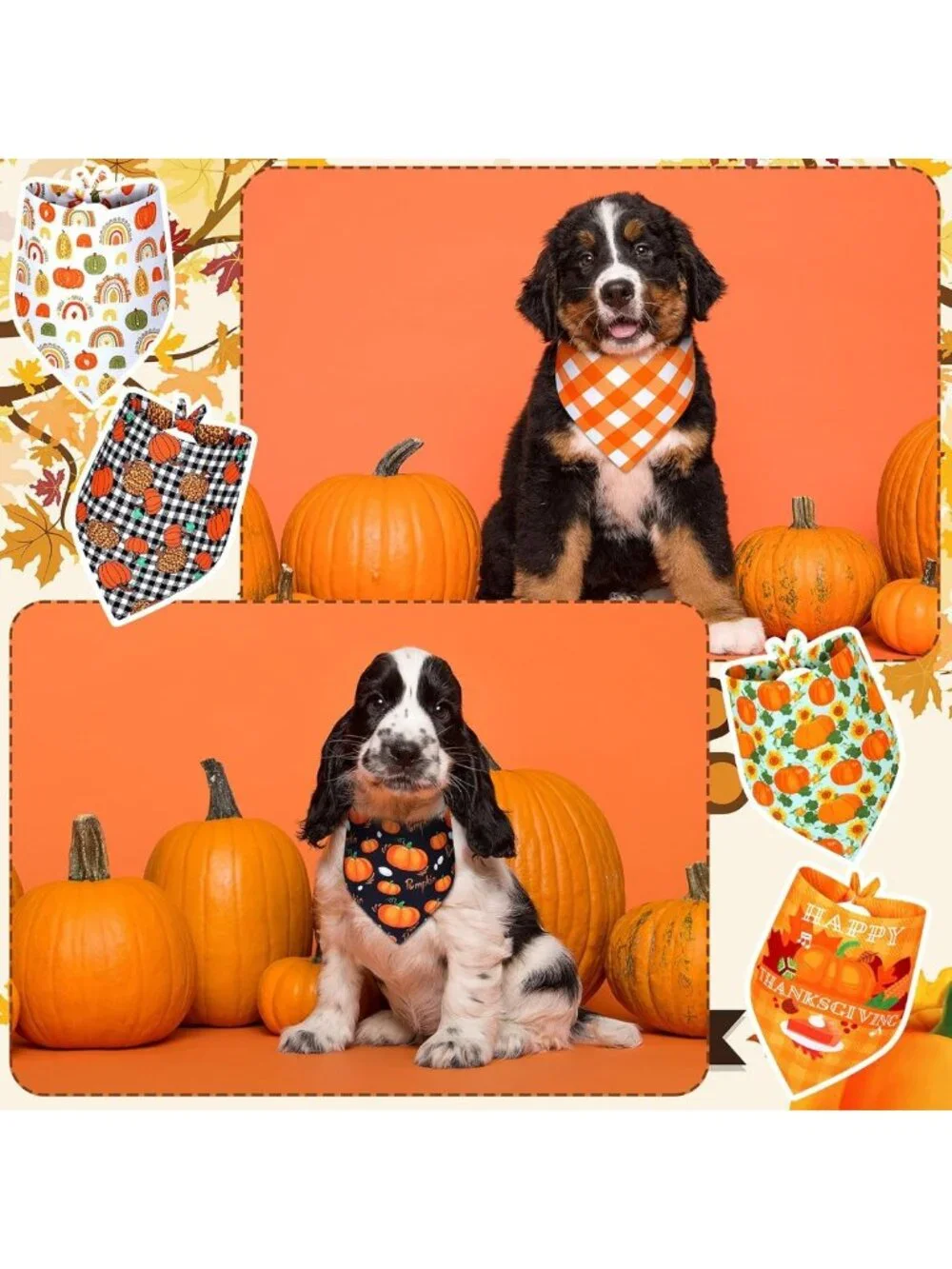 100 Pcs Adjustable Fall Dog Bandanas for Large Dogs - Bulk Pet Accessories
